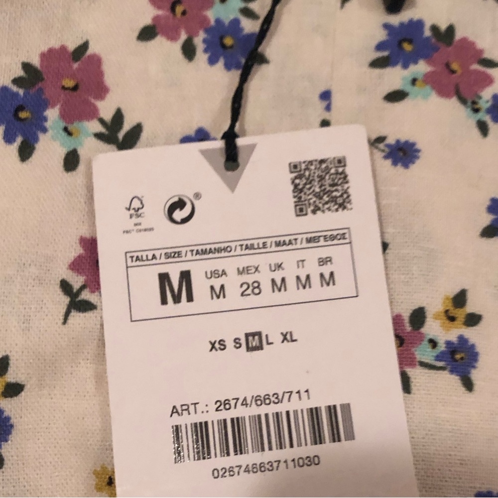 Zara linen blend floral print top NWT - Picture 8 of 8